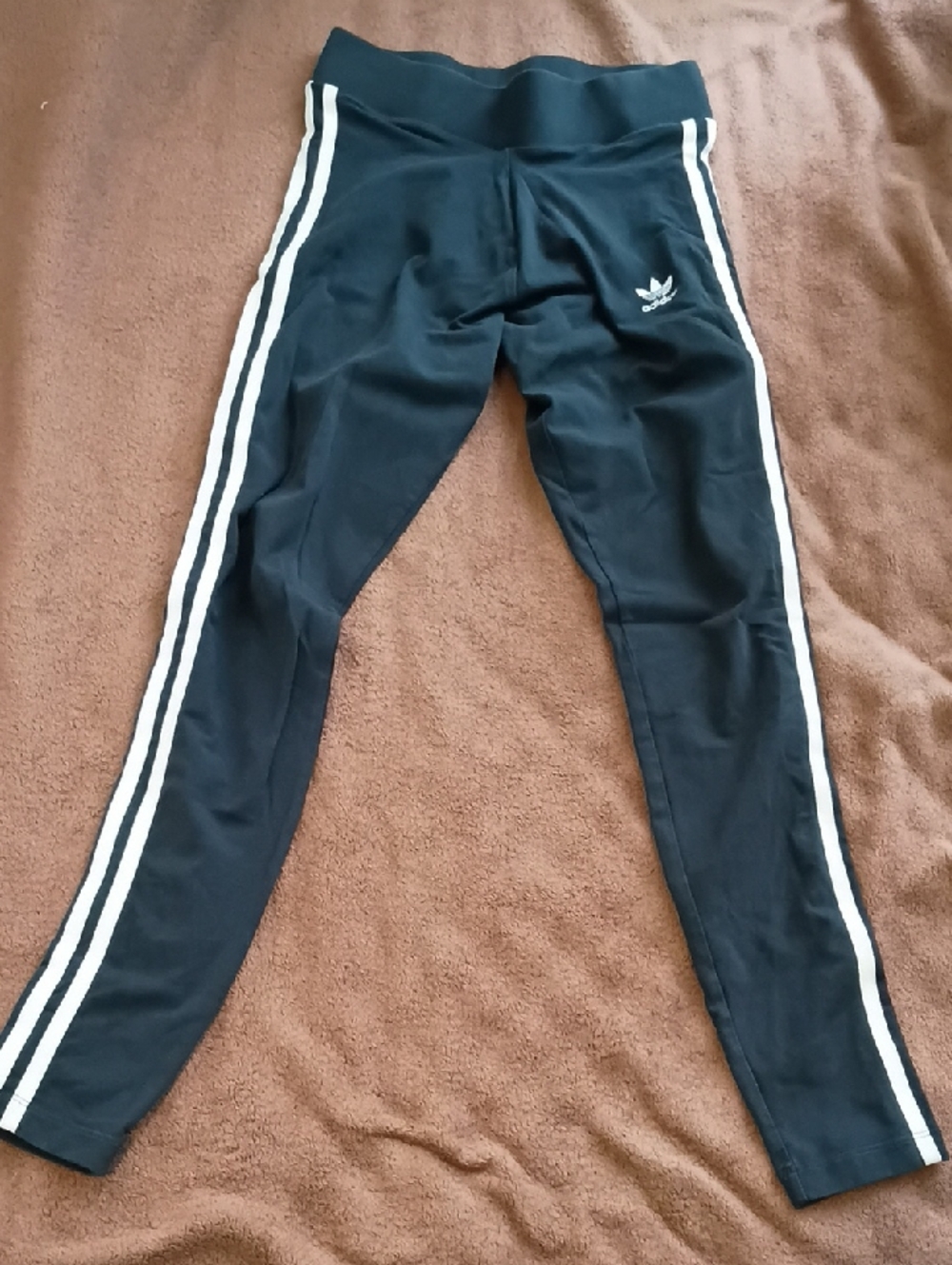 adidas Black Leggings with White Three-Stripe Side Panels